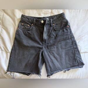 H&M Black Denim High-Waist Cutoff Shorts